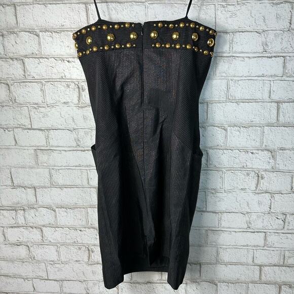 Badgley Mischka Mark & James Dress Strapless Mini Stud Bead Strapless Black Gold - Picture 11 of 13